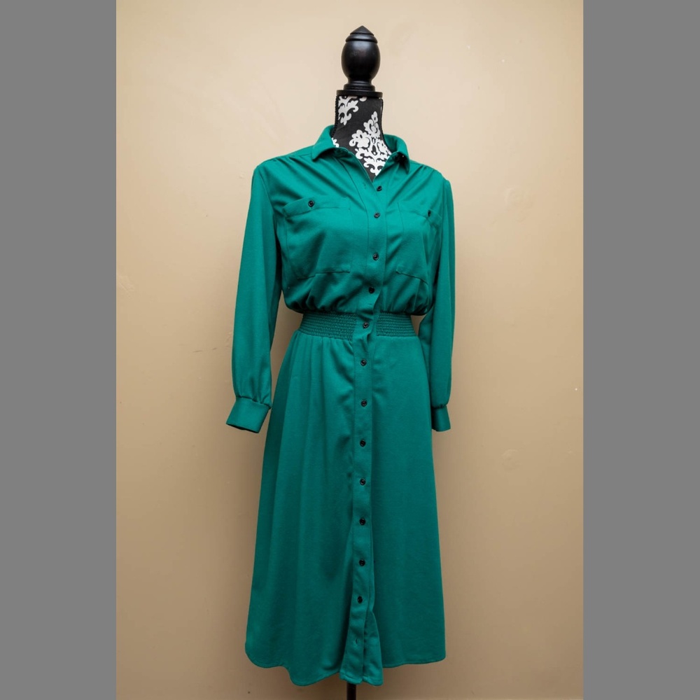 Green Button Up Professional Office Dress Size 8
